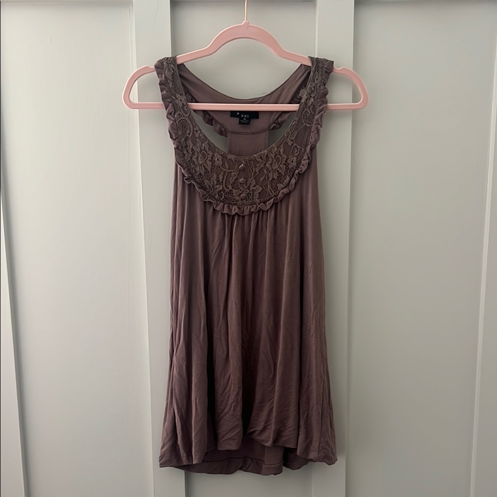 Forever 21 Mauve Lace Trim Mini Dress
